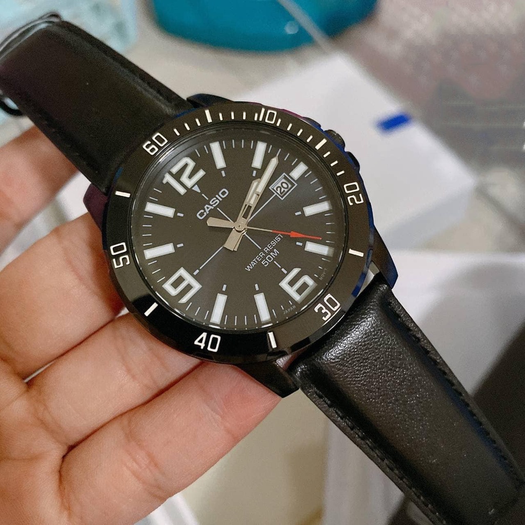 Đồng hồ nam dây da Casio Anh Khuê MTP-VD01BL-1BVUDF