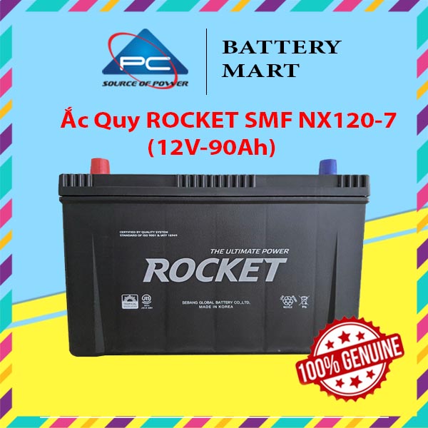 Bình Ắc Quy 12V-90Ah, Ắc Quy ROCKET SMF NX120-7/L