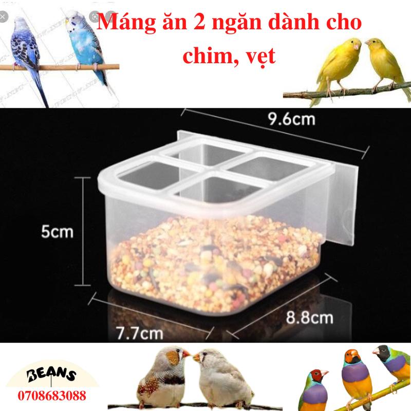 Máng ăn chống vẫy 4 ô đựng thức ăn dành cho chim, vẹt