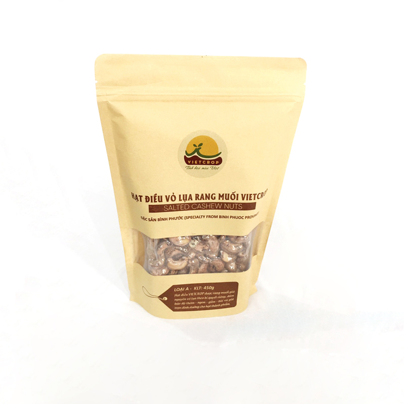 Hạt điều vỏ lụa rang muối VIETCROP 450gr