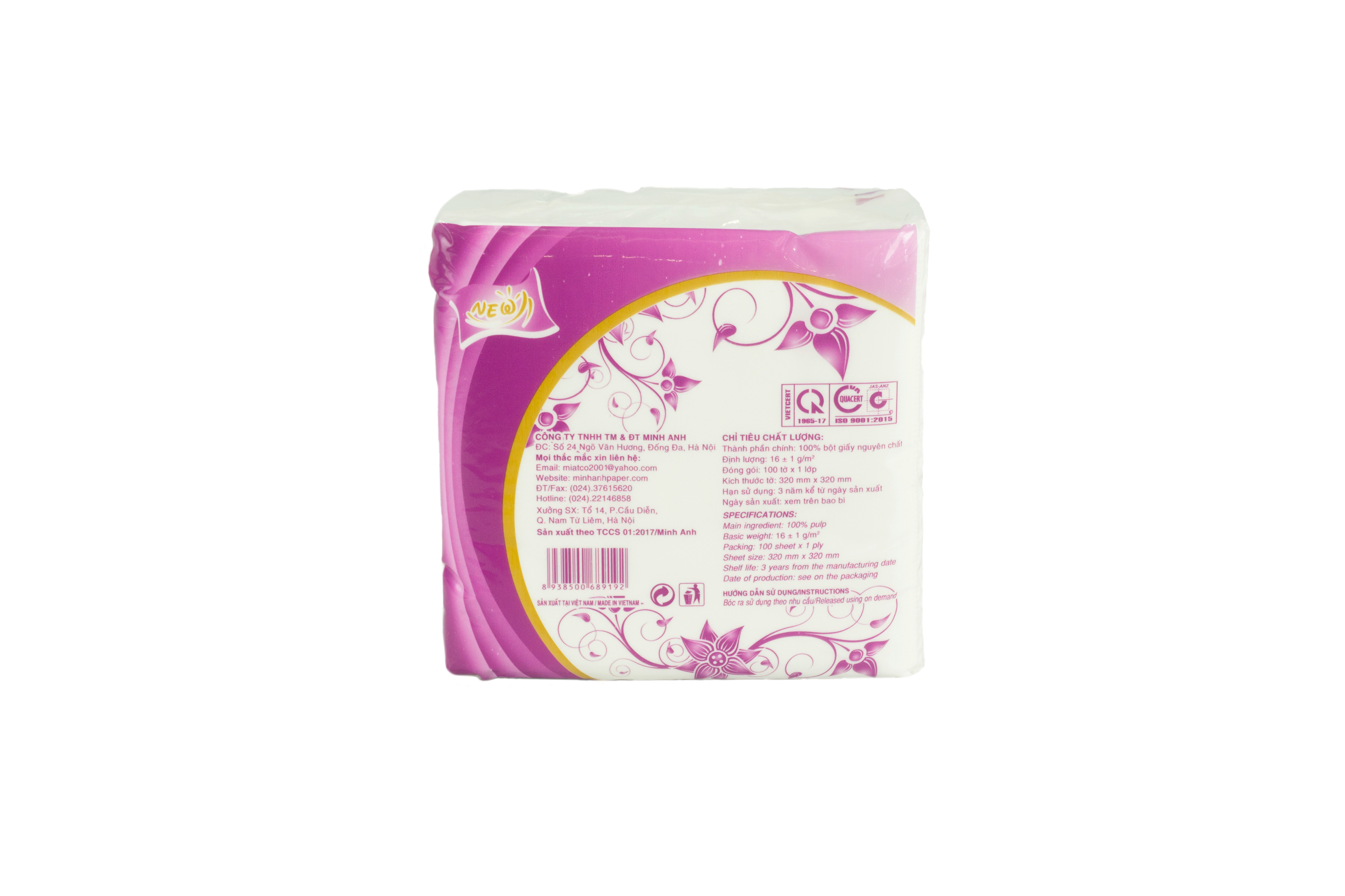 GIẤY ĂN GIẤY VUÔNG TÍM KHỔ cm - COMBO 4 GÓI MÀNG TÍM
