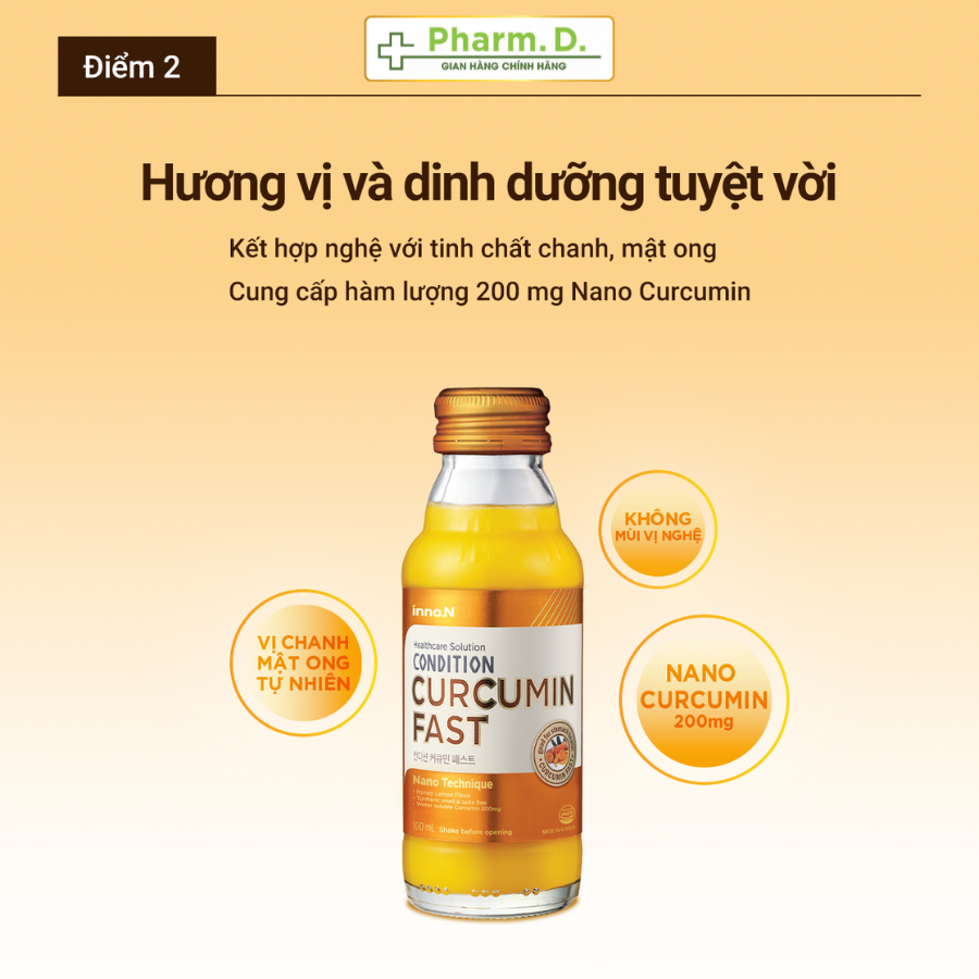 Nước Tinh Nghệ CONDITION inno.N Hỗ Trợ Bảo Vệ Và Giảm Viêm Loét Dạ Dày, Tá Tràng (Chai 100ml)