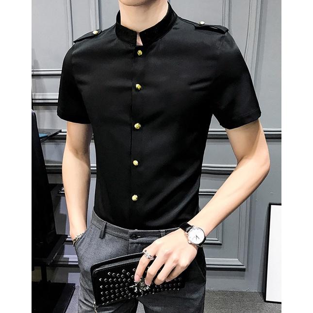 áo cơ mi cộc tay cúc vàng sang chảnh phong cách thượng hải cực chất, phóng khoáng và cuốn hút - N21