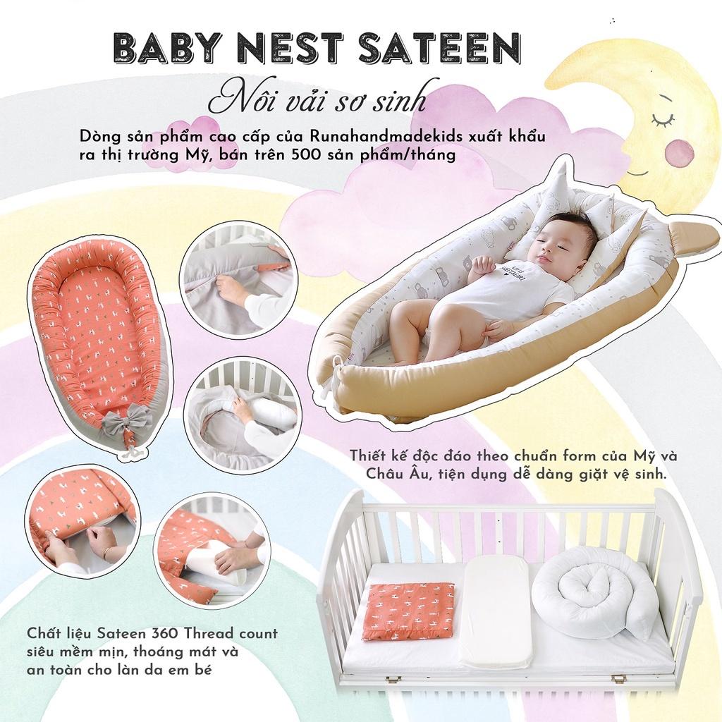 Nôi vải ngủ chung giường cho bé RUNA KIDS chất liệu vải Satin cao cấp mềm mịn thoáng mát an toàn cho da bé