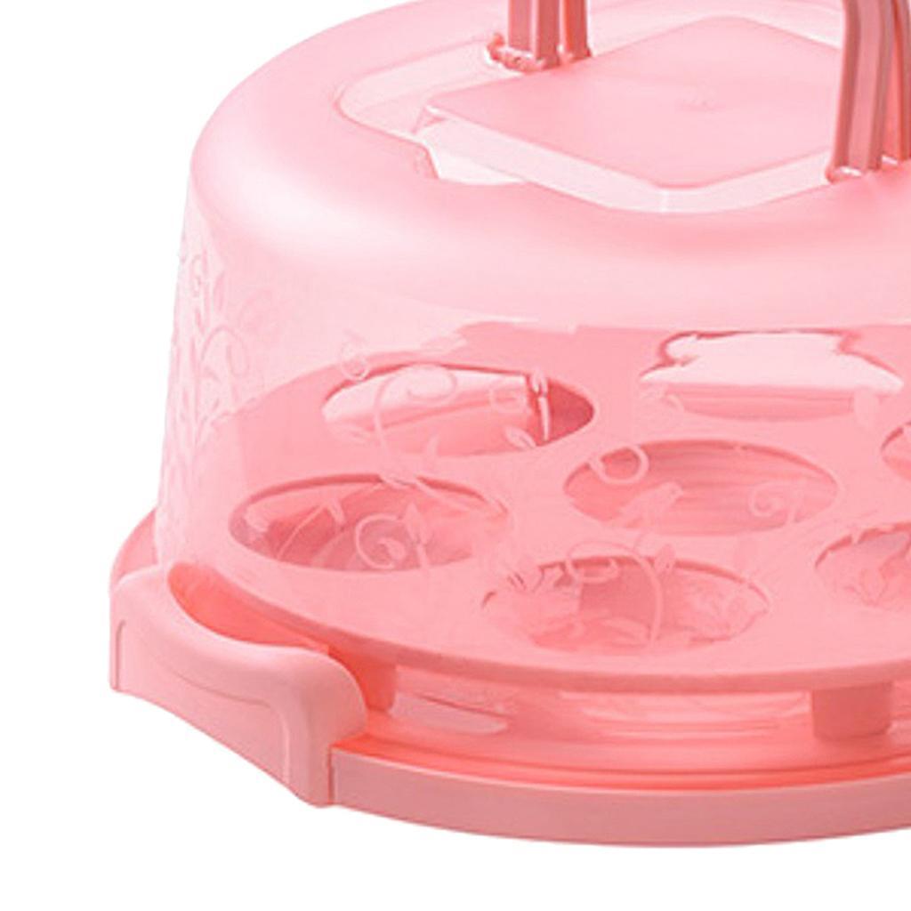 Cake Cupcake Muffin Carrier Holder Server Pink