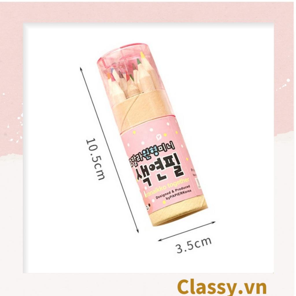 Combo 12 cây bút chì màu Classy mini, có kèm theo chuốt chì, tiện lợi mang theo đi học đi làm PK1138