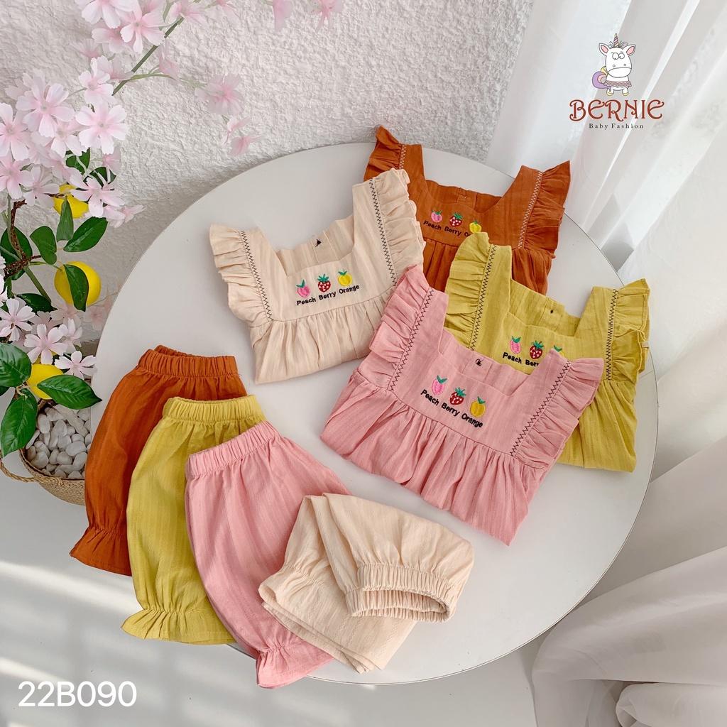 Bộ đũi cho bé 9m-6 tuổi sát nách cánh tiên thêu 3 quả cam, Bộ hè bé gái vải nhẹ thoáng mát điệu đà