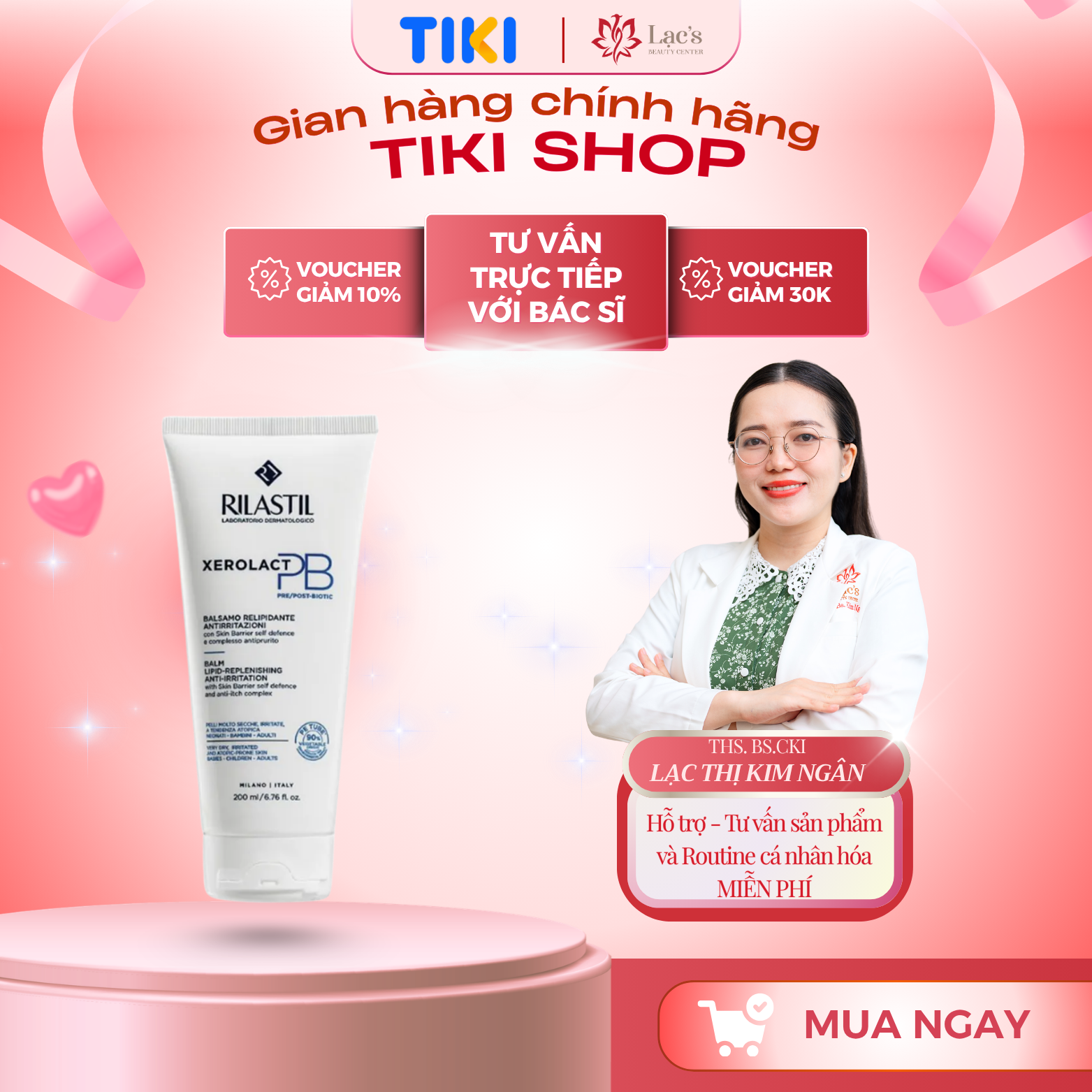 Kem Cấp Ẩm Phục Hồi, Chống Mẩn Ngứa Rilastil Xerolact PB Balm Lipid Replenishing Anti Irritation 50ml