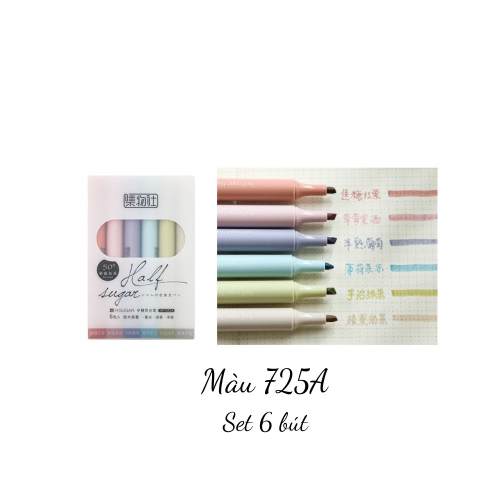 Bộ bút dạ quang đánh dấu 6 màu xinh xắn ghi hightlight cute xinh yêu tiện dụng- B29