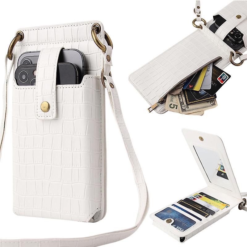 Túi đựng điện thoại Messenger nữ đa chức năng, ví đựng tiền xu họa tiết cá sấu cổ điển, xanh nhạt