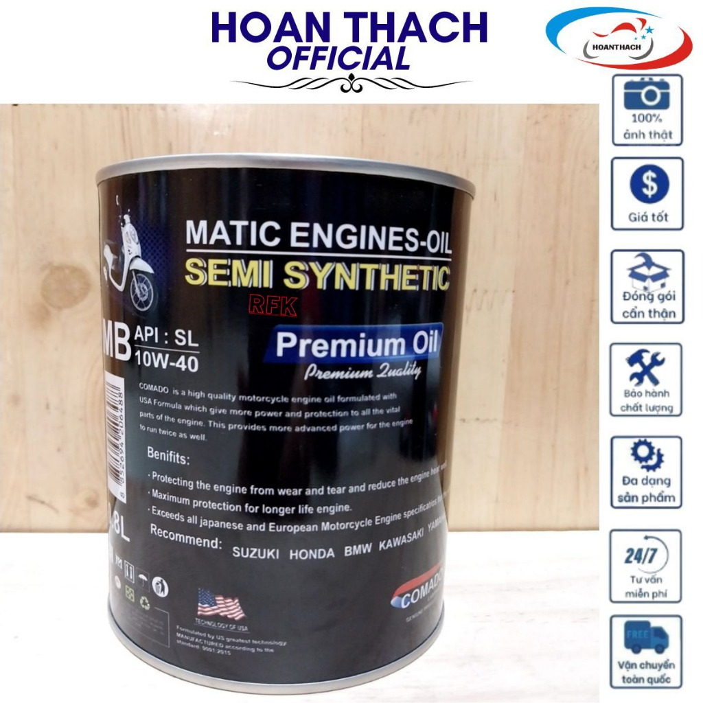 Nhớt Xe Ga Comado 4T 10W - 40 0.8L Hộp Đen HOANTHACH SP017538