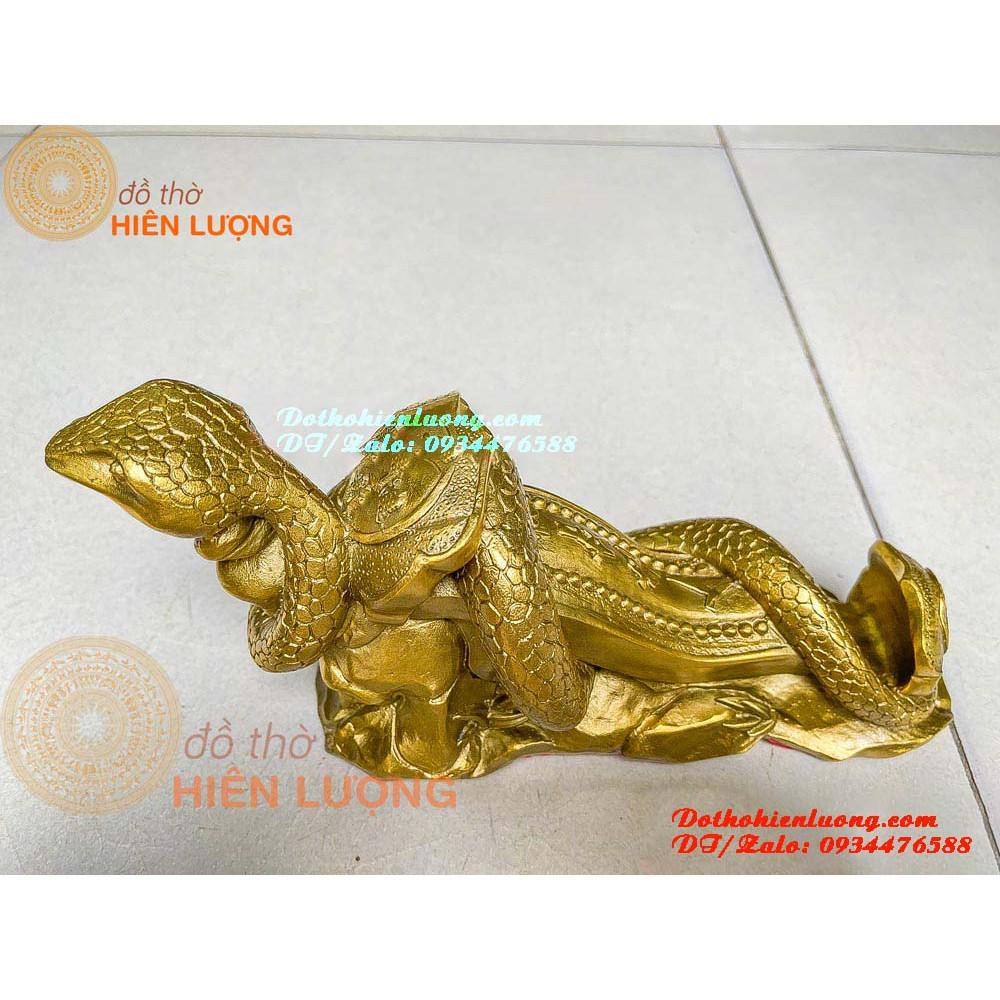Tượng Rắn Cuốn Gậy Như Ý Bằng Đồng Thau Nguyên Chất Dài 25cm Đẹp Tinh Xảo