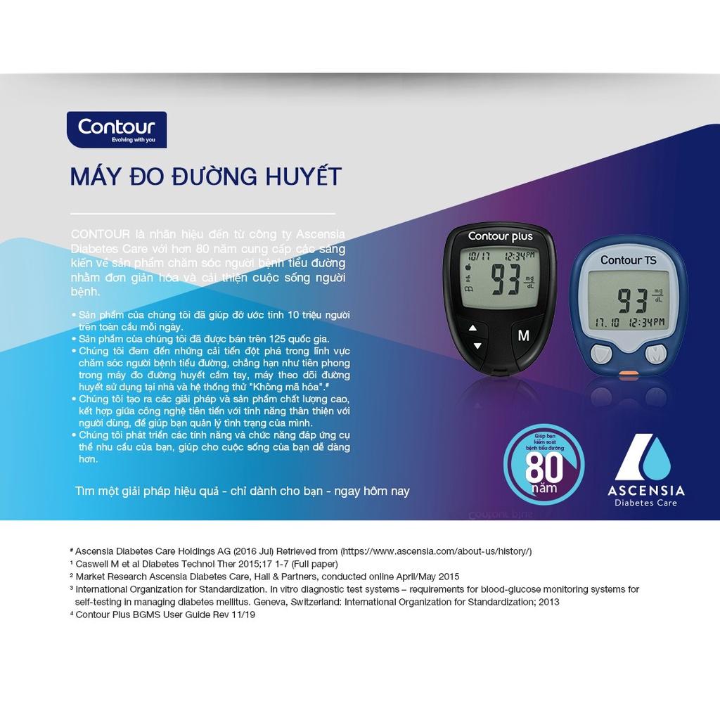 CONTOURTS Máy đo đường huyết + 100 Que Thử đường huyết + 100 Kim lấy máu thử đường huyết