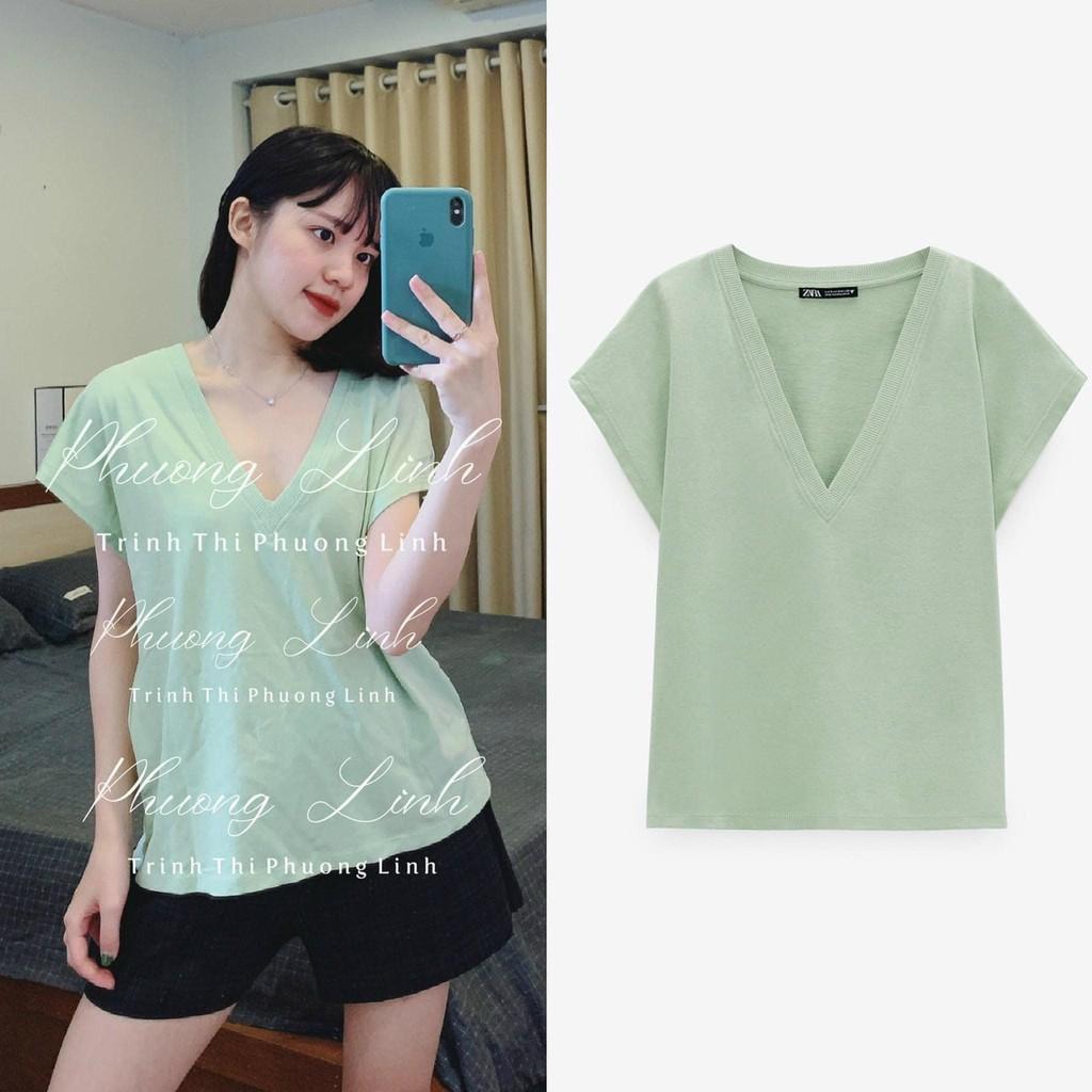 Áo thun nữ cổ V áo phông tay hến chất cotton mặc mát thời trang nữ BANAMO 3111