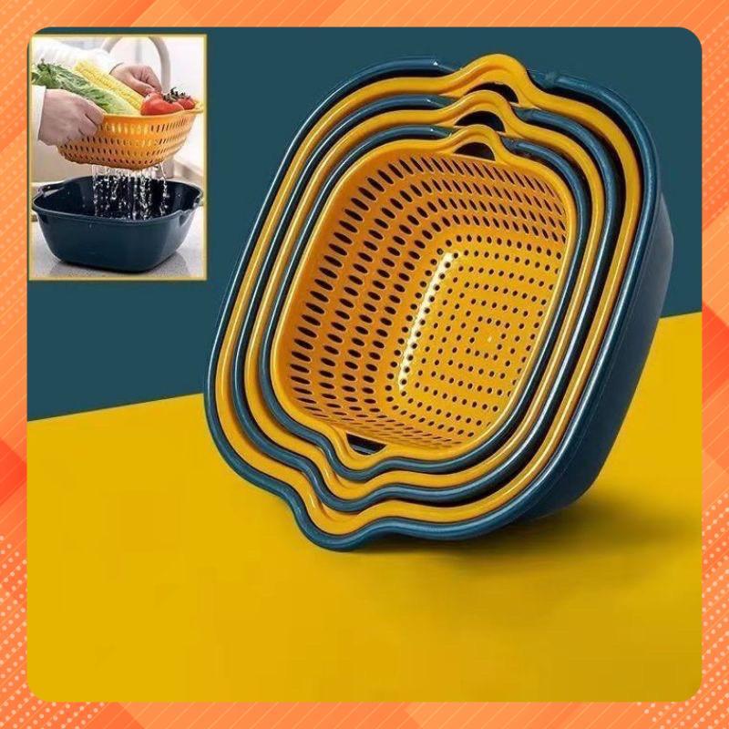 Set 6 Món Rổ Kèm Chậu Đựng Đồ Đa Năng Chất Liệu Nhựa Cao Cấp