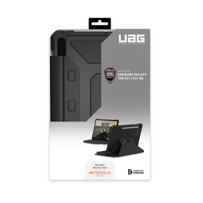 Bao da Samsung Galaxy Tab S7+/Tab S8+ UAG Metropolis - Hàng Chính Hãng - Màu Đen