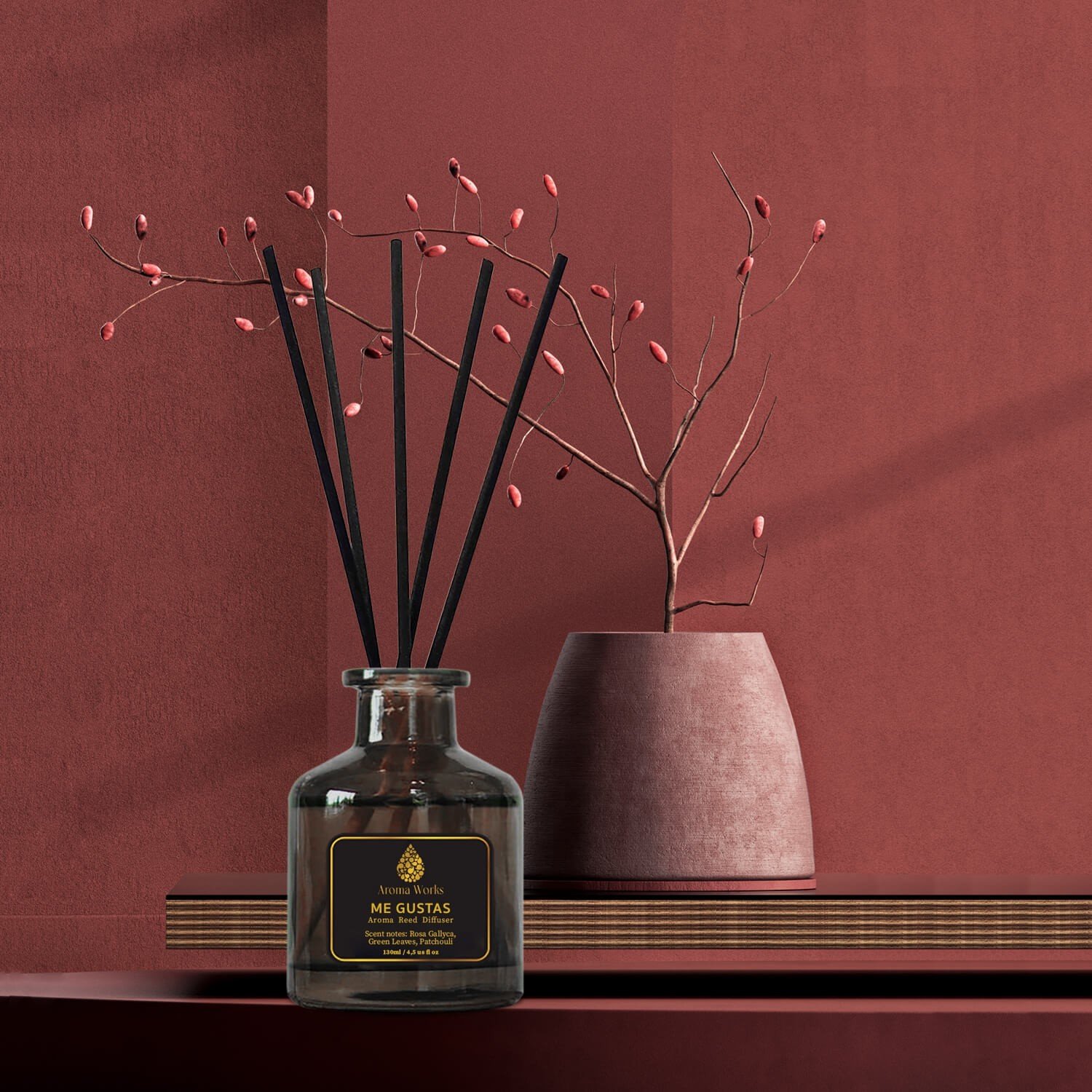 Tinh Dầu Tán Hương Thơm Phòng Cao Cấp Que Mây Aroma Works Reed Diffuser 130ml