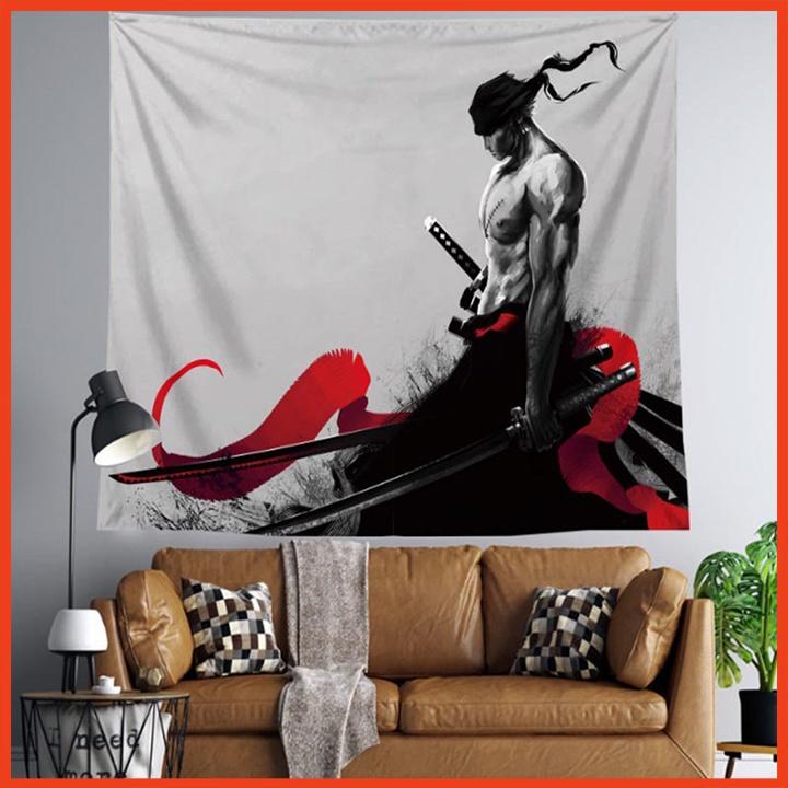 Thảm treo tường vua hải tặc trang trí phòng tặng kèm móc treo tiện lợi