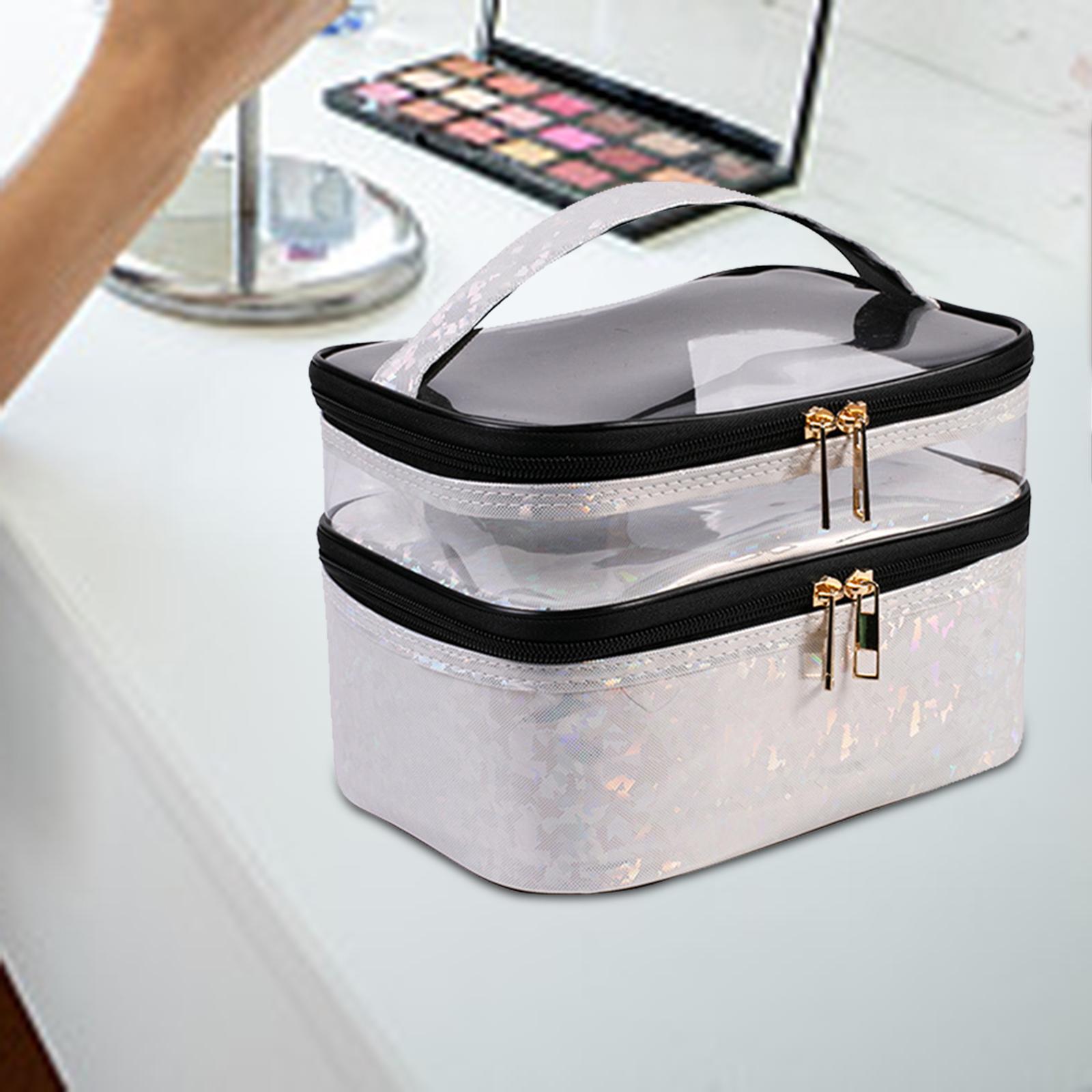 2Pcs Double Layer Cosmetic Bag Makeup Bag Toiletry Bag