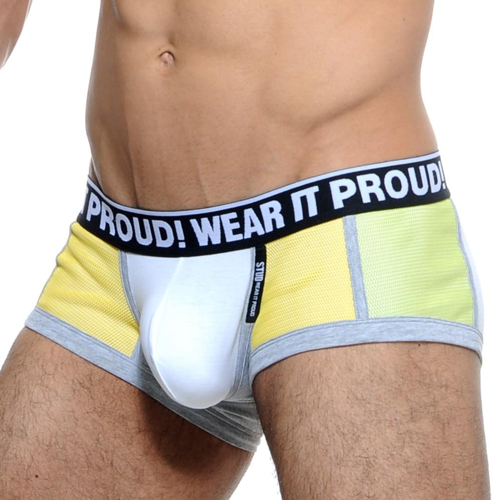 Quần lót nam lưới cao cấp chất liệu cotton STUD màu Xanh/Vàng U1050BLT04
