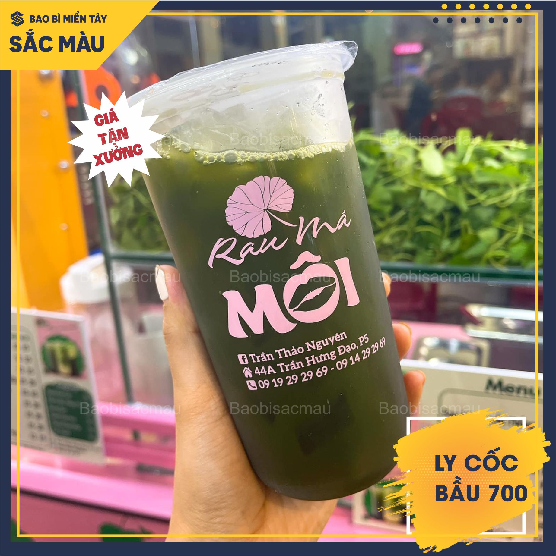 Sỉ 50 cốc nhựa/ ly nhựa đáy bầu 700ml kèm nắp