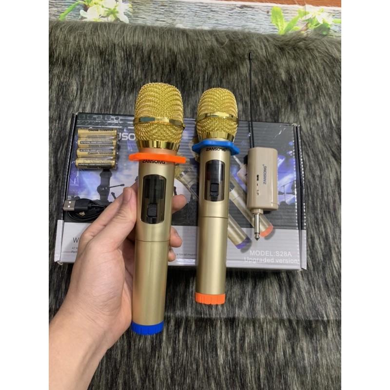 Combo hai mic không dây hát karaoke,hát livestream S28A hàng chính hãng Zansong