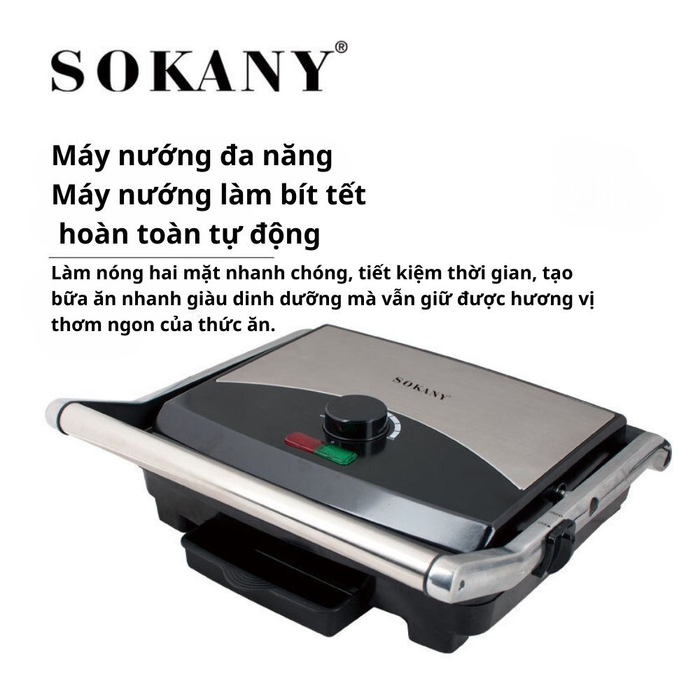 Máy kẹp nướng bánh mì ép bánh sandwich SOKANY SK-210 rán trứng, nướng thịt CHỐNG DÍNH đa năng - HÀNG CHÍNH HÃNG - DELIYA