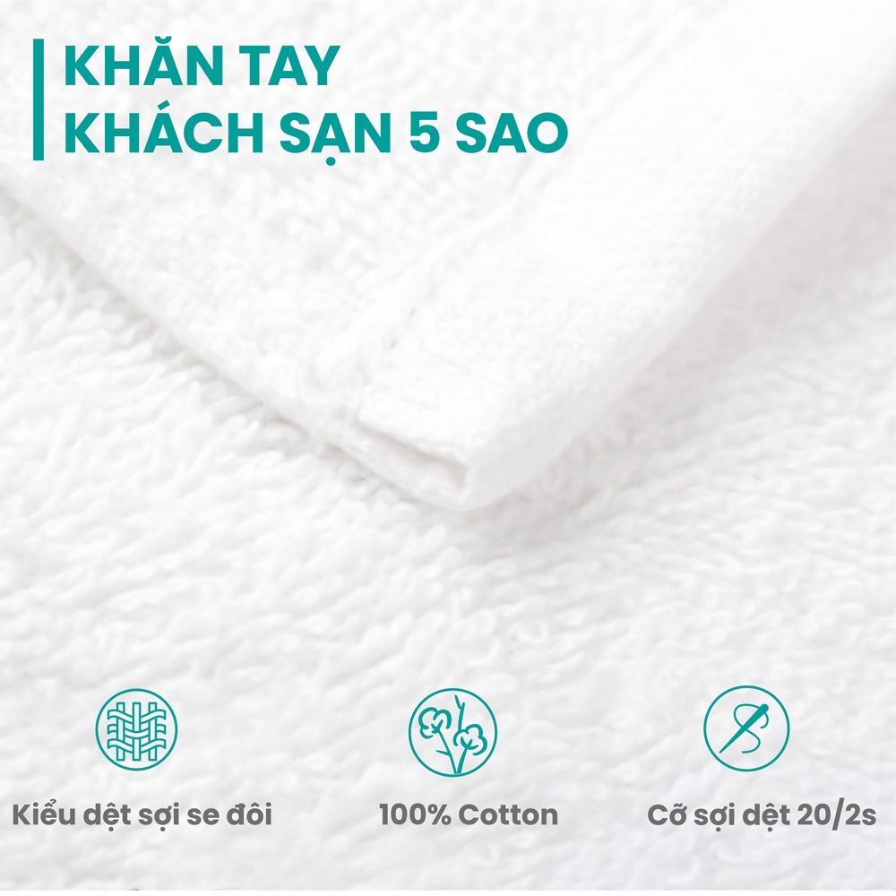 Khăn mặt vuông 34 x 34 cm hút nước cực tốt - Khăn mặt Cotton Cao Cấp - Khăn khách sạn 5 sao - Khăn Cotton 100% thiên nhiên