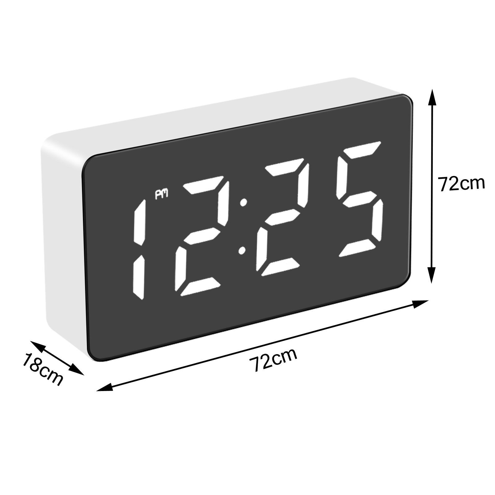 Mirror Electronic Clock 3.1inch Screen for Bedroom,Living Room White