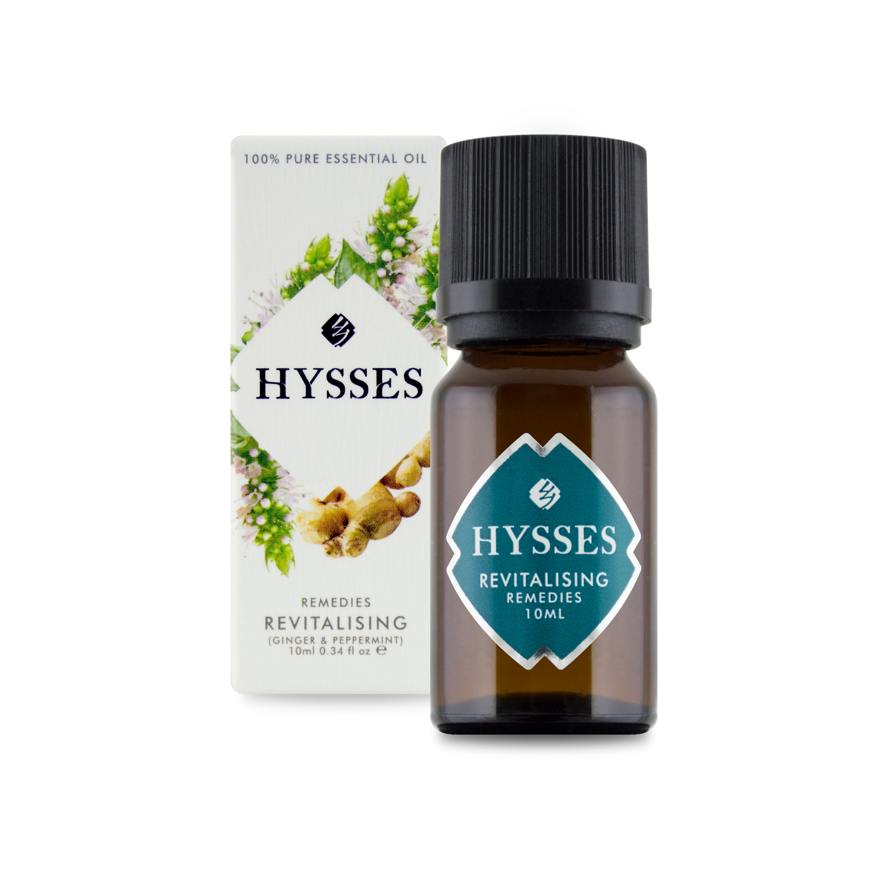 Tinh Dầu Cao Cấp Hysses Remedies Revitalising Hương Dễ Chịu, Giảm Căng Thẳng, Phục Hồi Năng Lượng Với Tinh Dầu Gừng & Bạc Hà Hữu Cơ Tự Nhiên