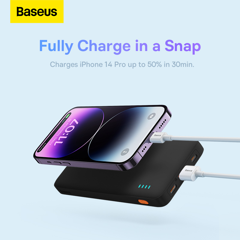 Sạc Dự Phòng OS-Baseus Airpow Fast Charge Power Bank 10000mAh 20W (Kèm cáp USB to C, 30cm)(Hàng chính hãng)
