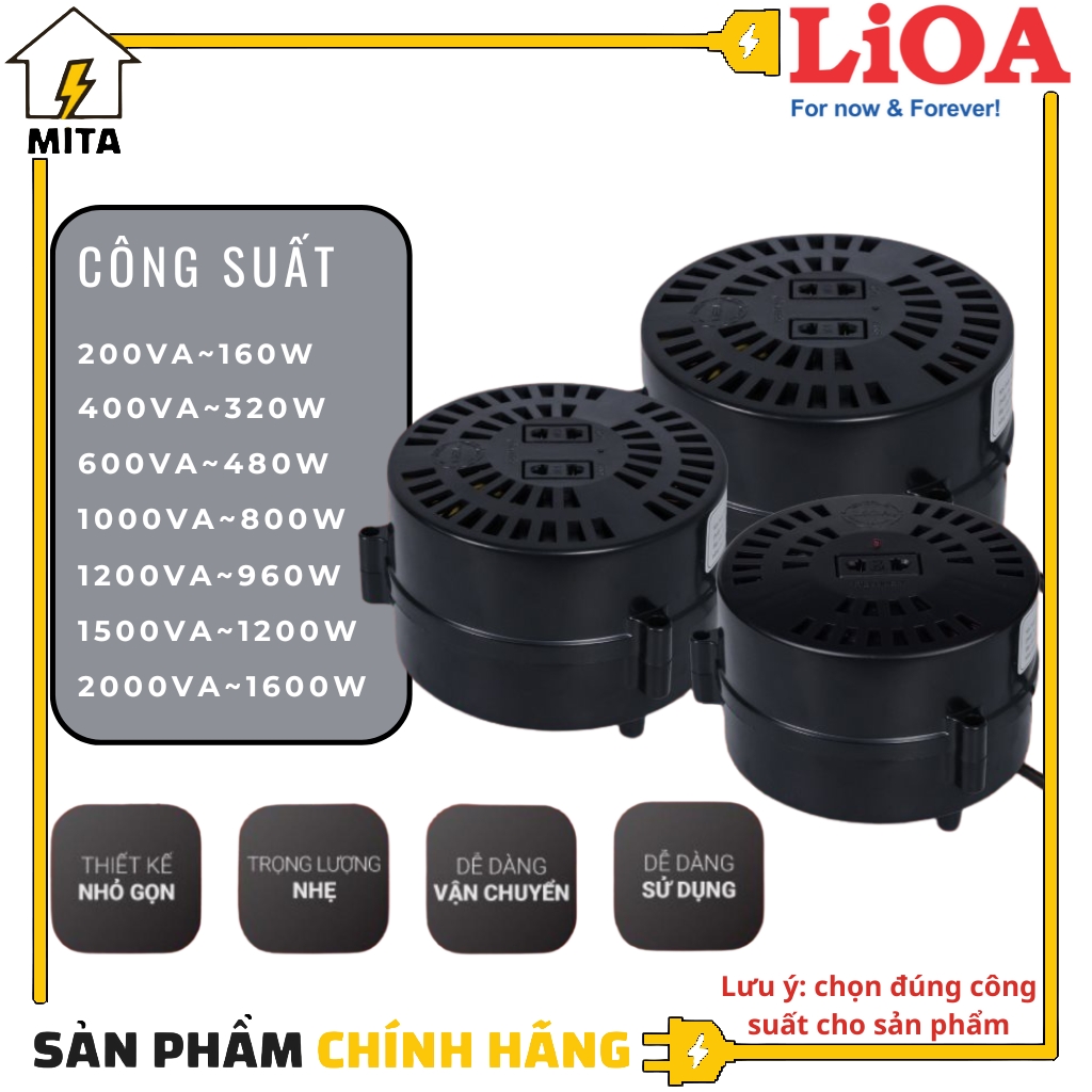 Biến Áp Đổi Nguồn Lioa 220V Sang 100V 110V 120V 200Va, 400Va, 600Va, 1000Va, 1200Va, 1500Va, 2000Va - 1500Va1200W