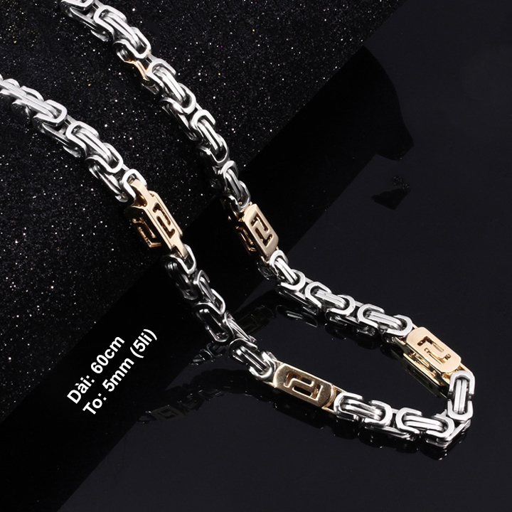Dây chuyền nam kiểu ZICZAC dạng khối 5li MDC044