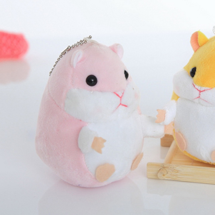 Móc khóa gấu bông Hamster 9cm màu hồng