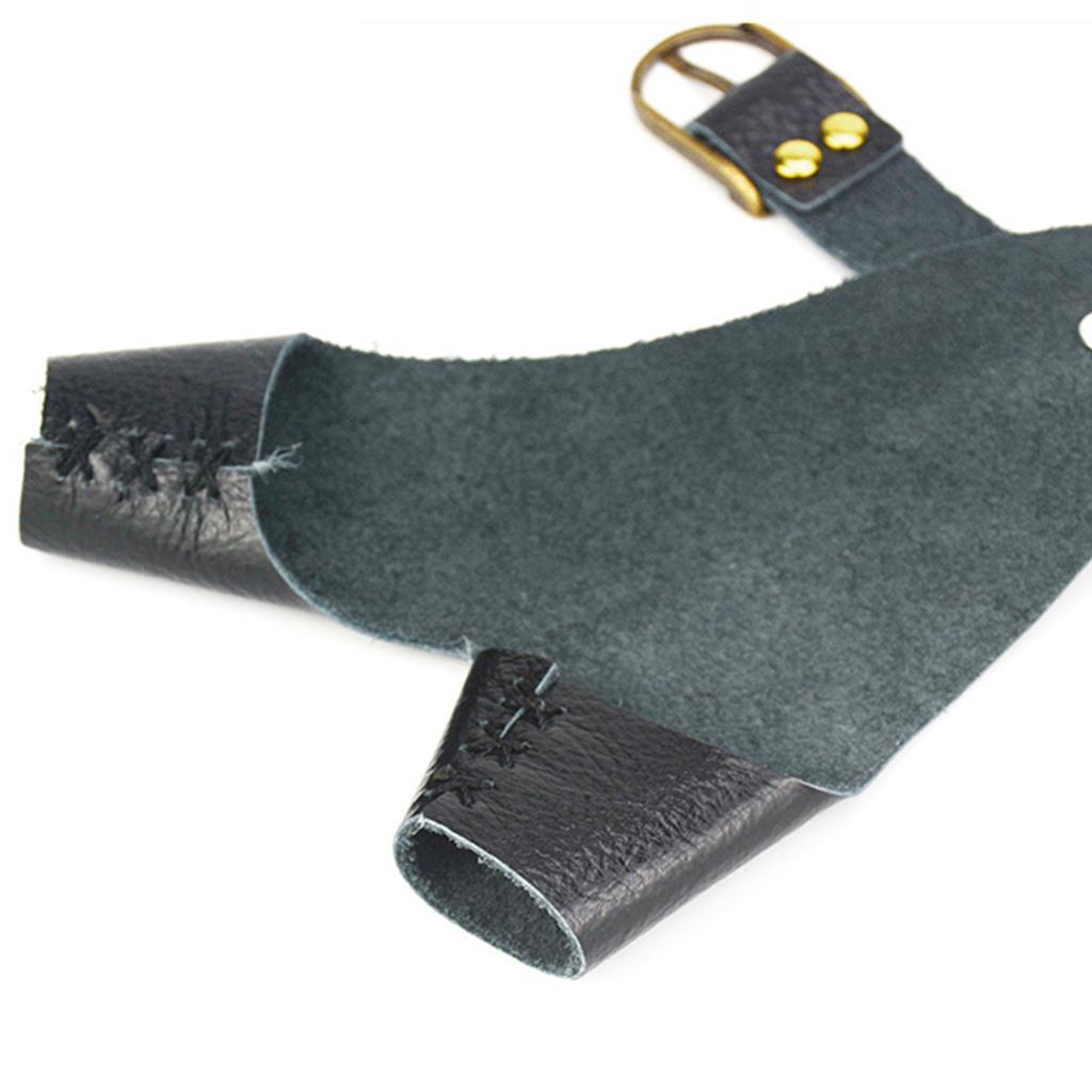Archery Cow Leather Finger Tab Protector Gloves Arm Hand Guard Tool Black