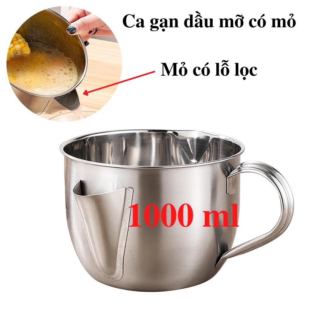 Ca lọc dầu ăn Inox 304 dung tích 1.2l đến 2.2l kèm lưới lọc