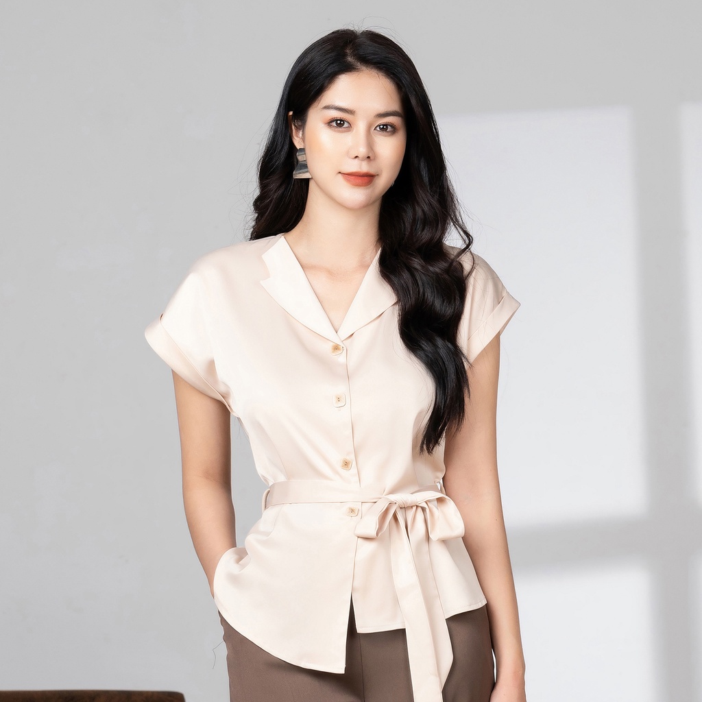 Áo Sơ Mi Nữ Đai Eo Thời Trang UK Fashion Thiết Kế Phong Cách Sang Trọng, Chất Vải Cao Cấp, Thoáng Mát NKSM2201014