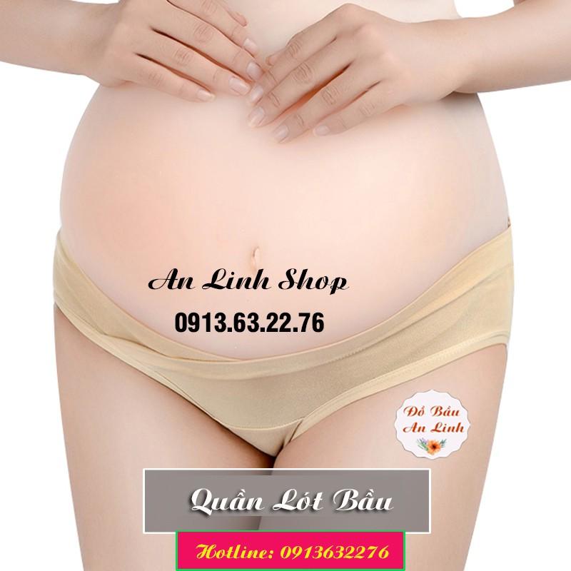 Quần lót bầu cotton, quần lót bà bầu cạp chéo túi zip, MLEESHOP