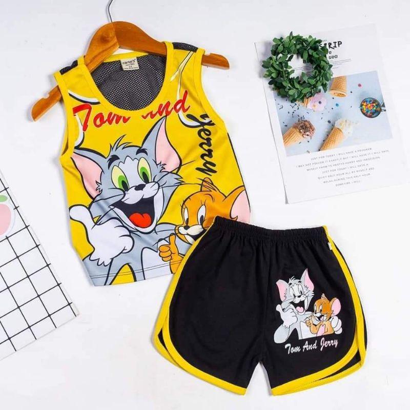 Áo ba lỗ phối lưới in hoạt hình