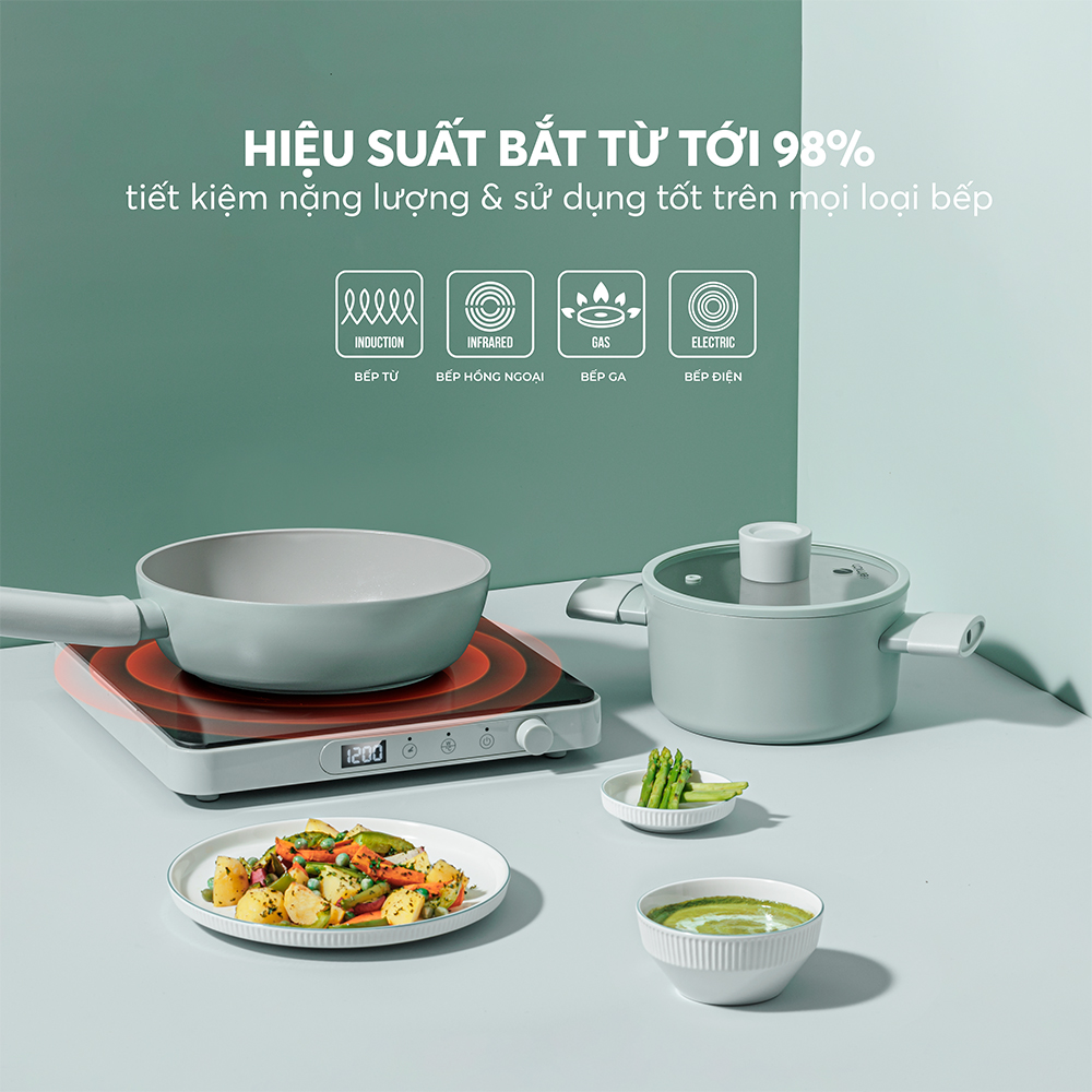 Chảo phủ sứ an toàn Elmich Verona EL-5968SK nhiều size, Hàng chính hãng, dùng được mọi bếp - JoyMall