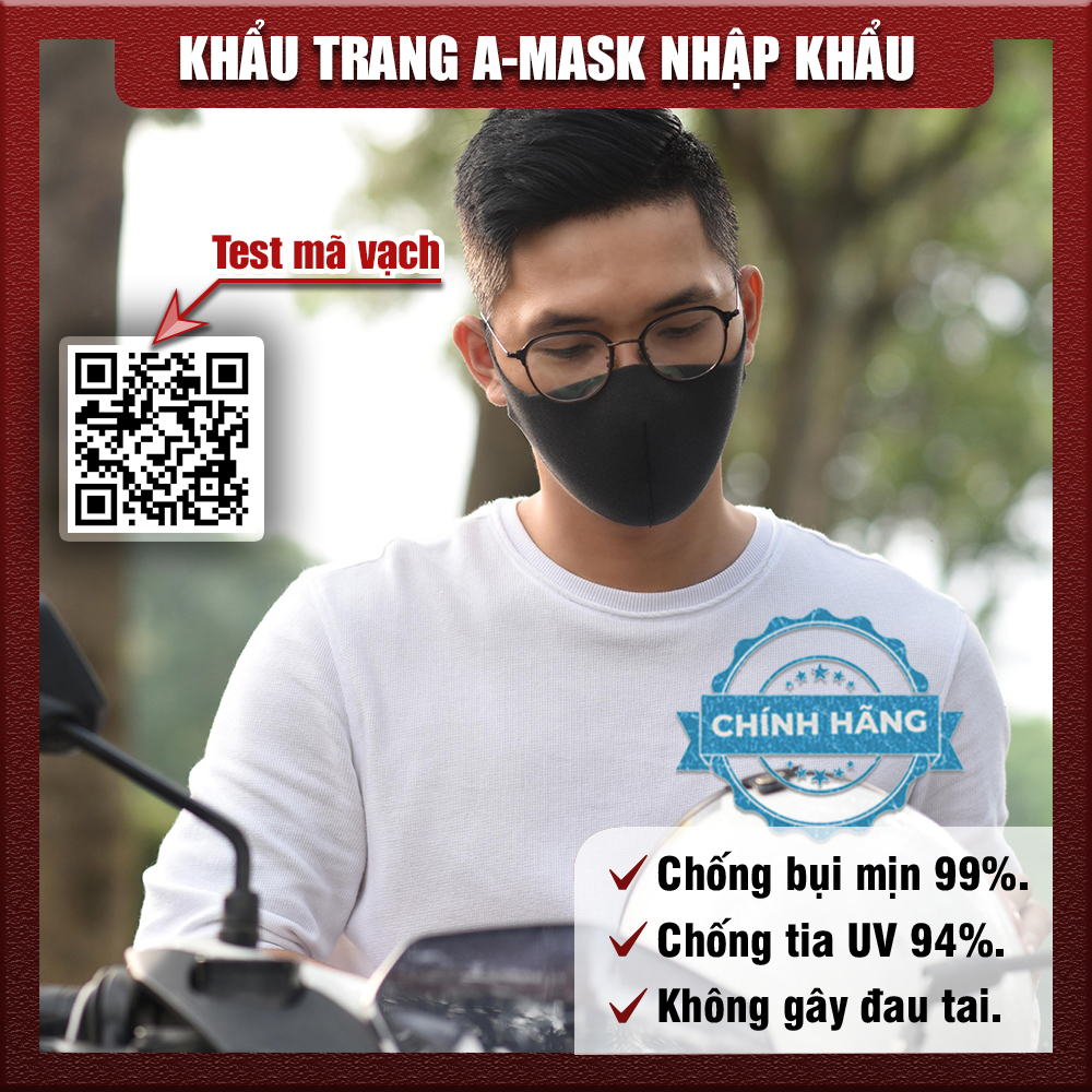 Combo 3 cái Khẩu Trang Amask 3D - Kháng Khuẩn - Chống Bụi Mịn - Tái Sử Dụng Nhiều Lần (MÀU XÁM KEM)