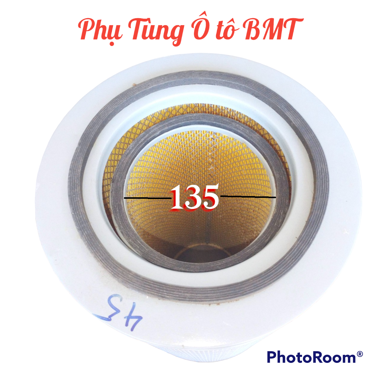 Lọc gió động cơ xe tải, kích thước đường kính 270, cao 440, bằng sắt, đáy sâu có lõi