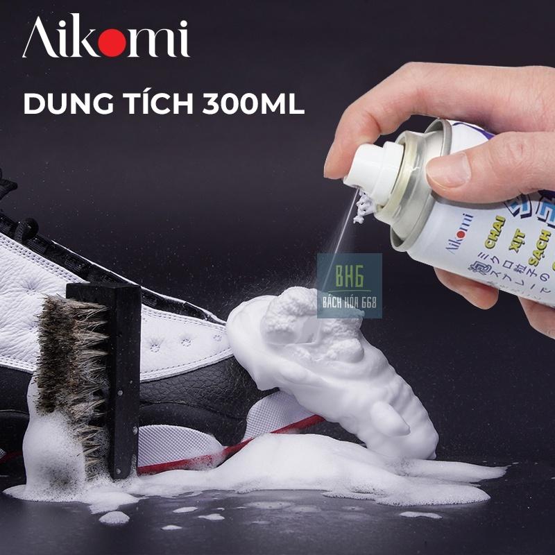 Chai xịt tạo bọt vệ sinh giày Aikomi 300ml cao cấp - Dùng được cho nhiều loại giày