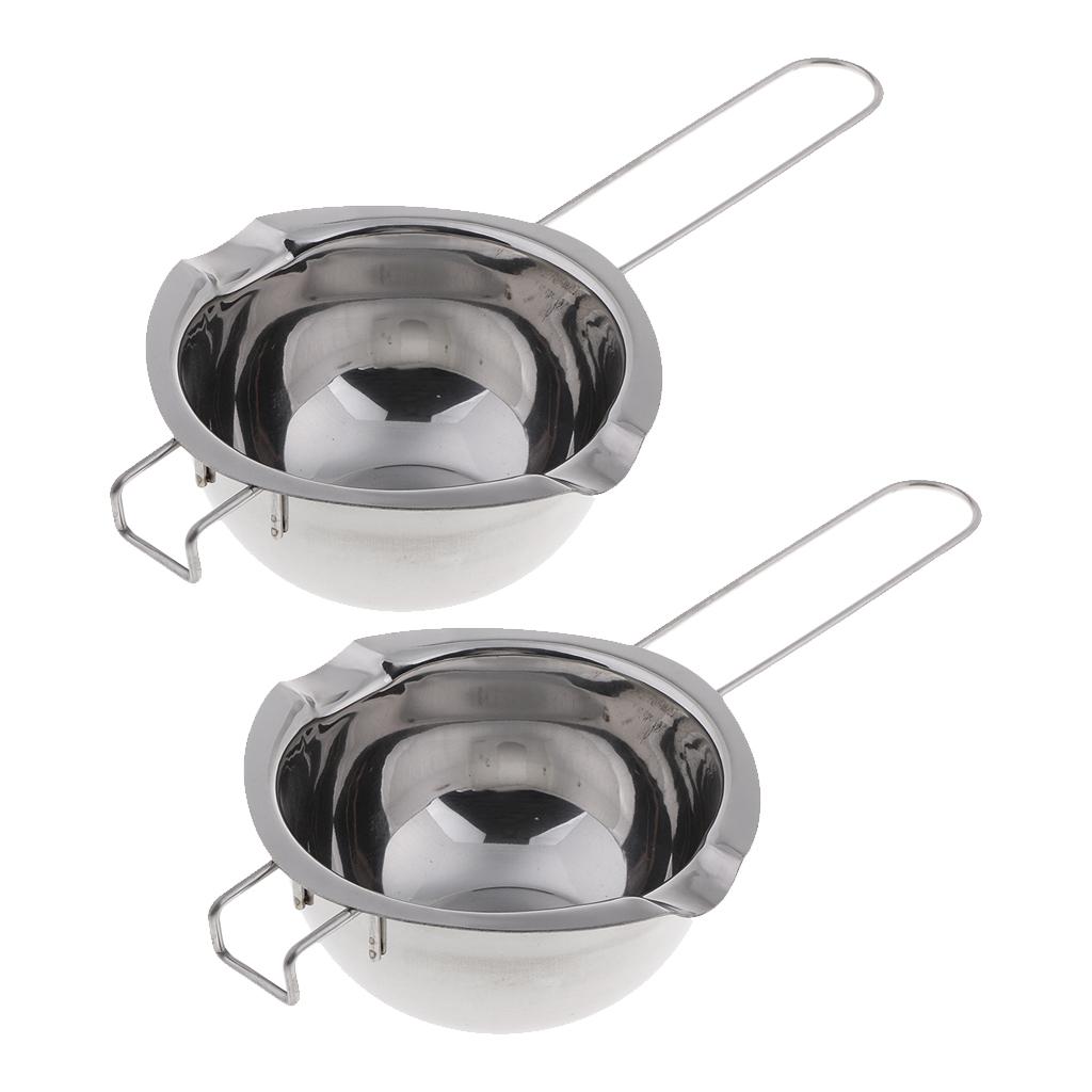 2X Dài Tay Cầm Thép Không Gỉ Sáp Nến Nóng Chảy Nồi Cho Nến Làm