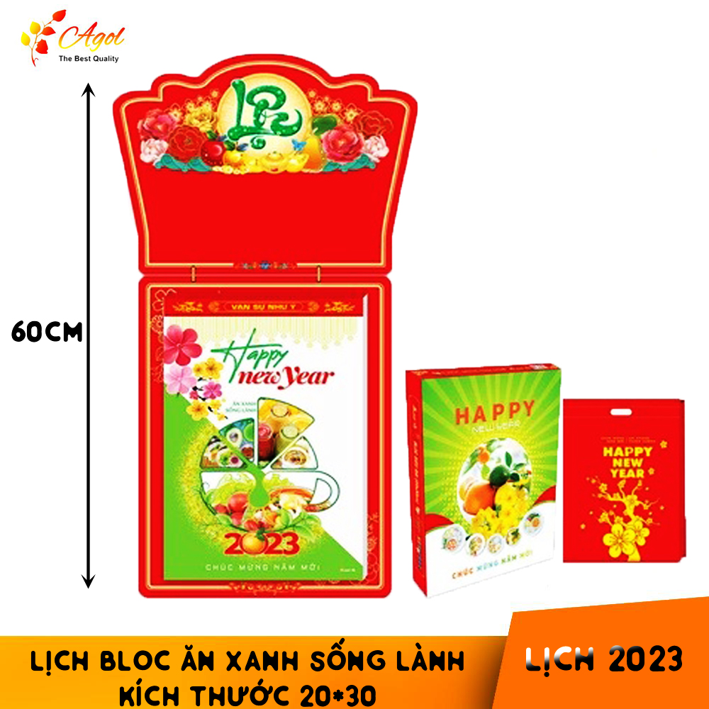 Lịch bloc 2023 Ăn Xanh Sống Lành kích thước 20*30 Lịch Quý Mão Mỗi ngày món ăn dinh dưỡng