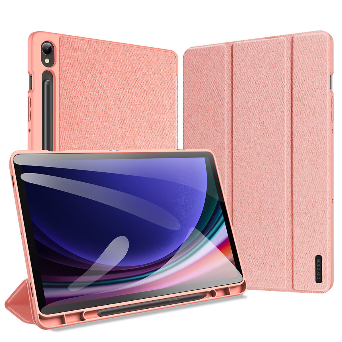 Bao da dành cho SamSung Galaxy Tab S9 FE Plus chính hãng Dux Ducis Domo chống sốc, có khay đựng bút - Hàng chính hãng