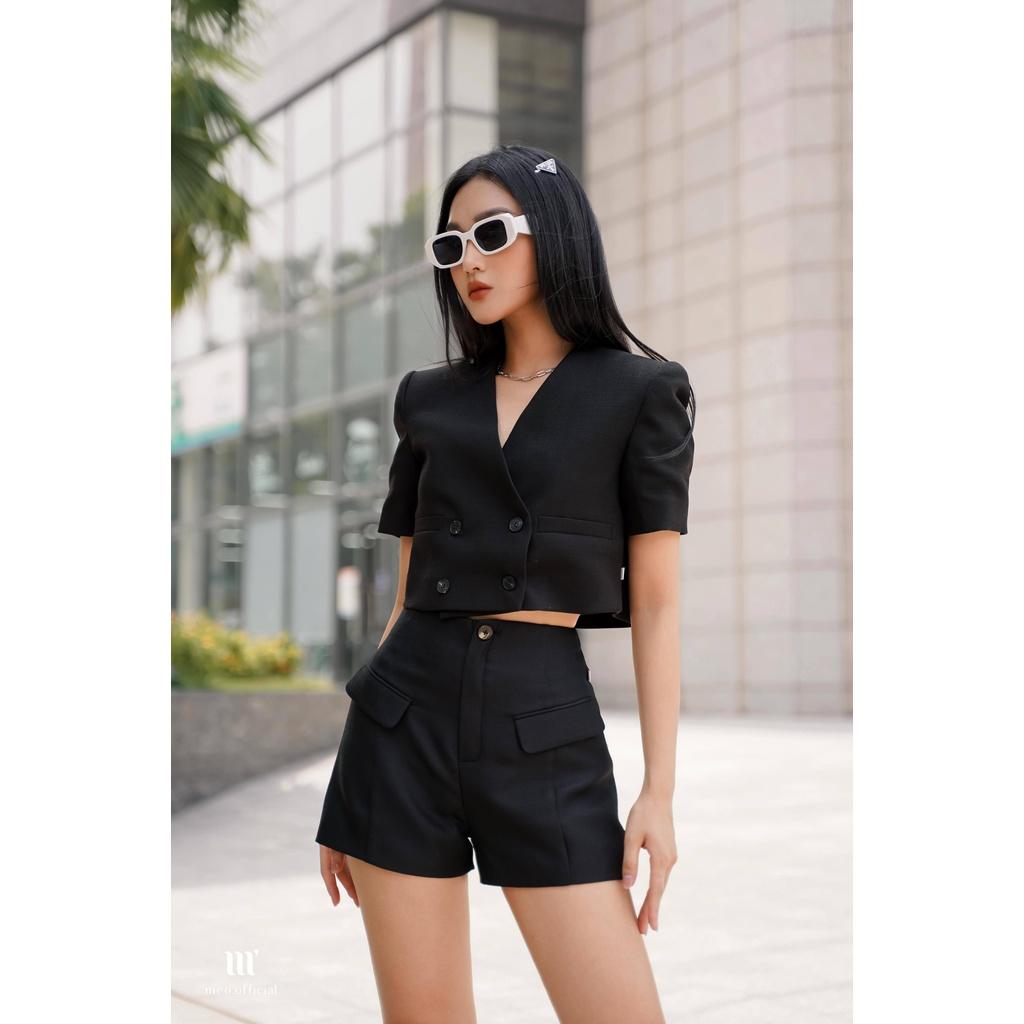 Áo khoác blazer nữ Méo shop dáng croptop tay ngắn áo vest phong cách công sở Rinco