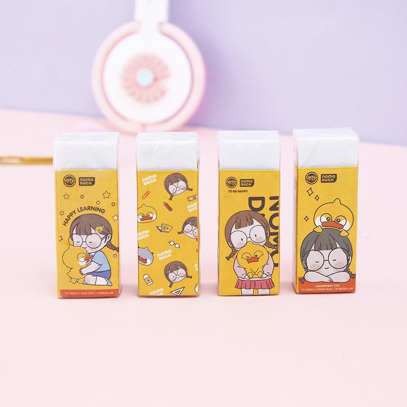 Gôm tẩy bút chì hình chữ nhật, màu vàng họa tiết chibi dùng cho học sinh, sinh viên PK1329