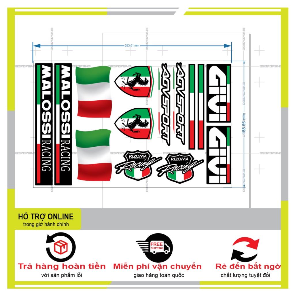 14 LOGO STICKER CỜ ITALI - BI DECAL