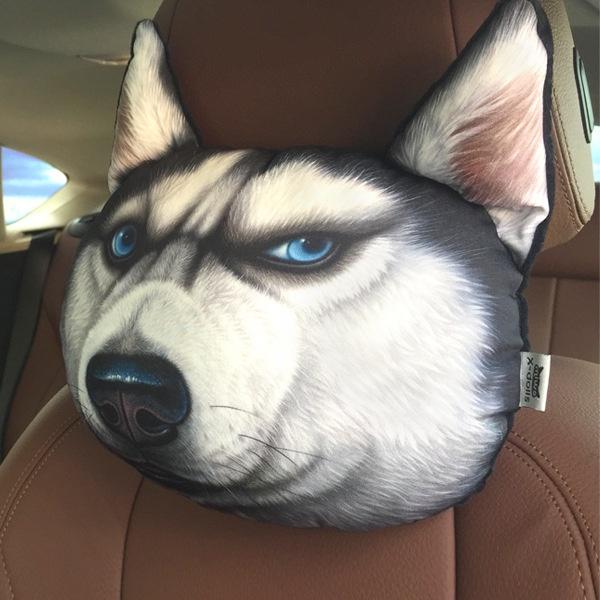 Gối Tựa Đầu Hình Chú Chó Husky Dễ Thương Cho Xe Hơi